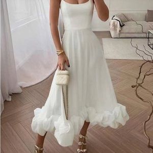 Ruffle Hem Formal Party A-Line Maxi Dress